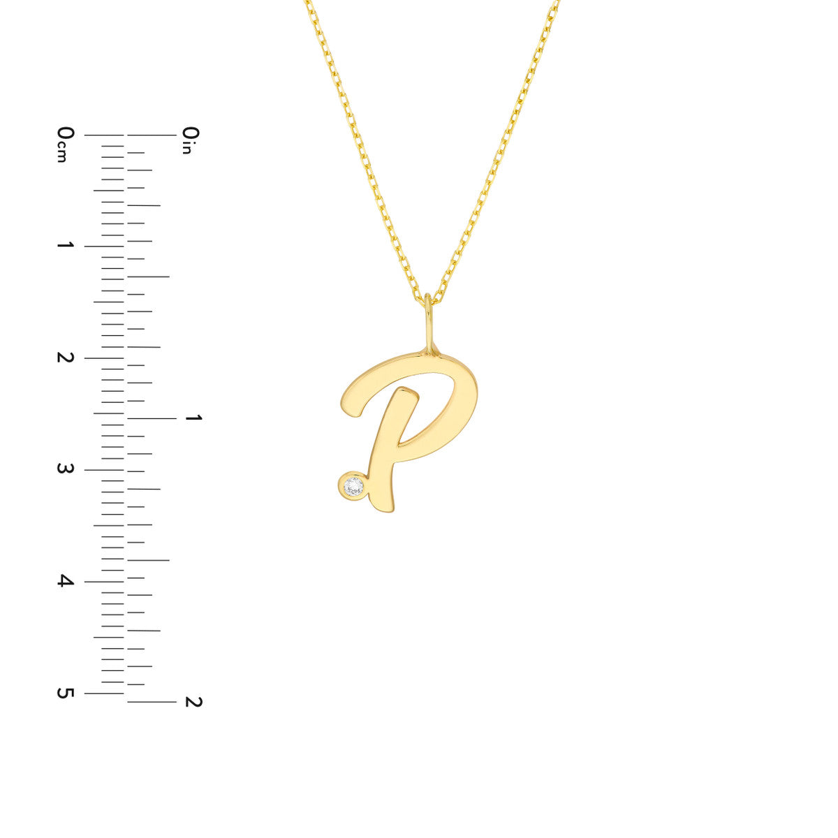 Script 'P' with Diamond Bezel Necklace 14K Gold
