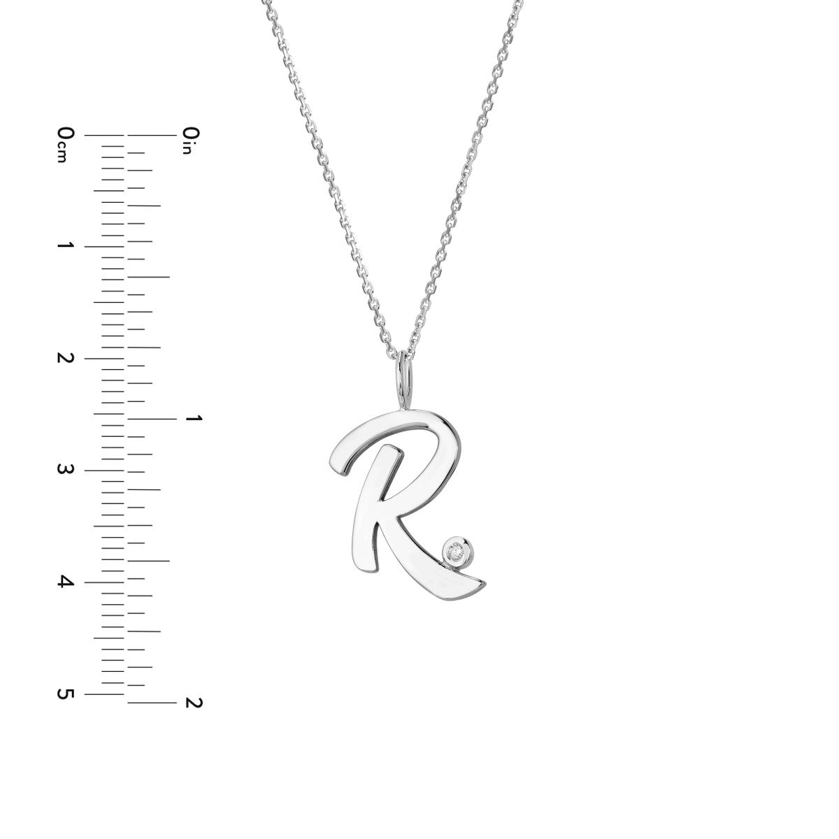 Script 'R' with Diamond Bezel Necklace 14K Gold