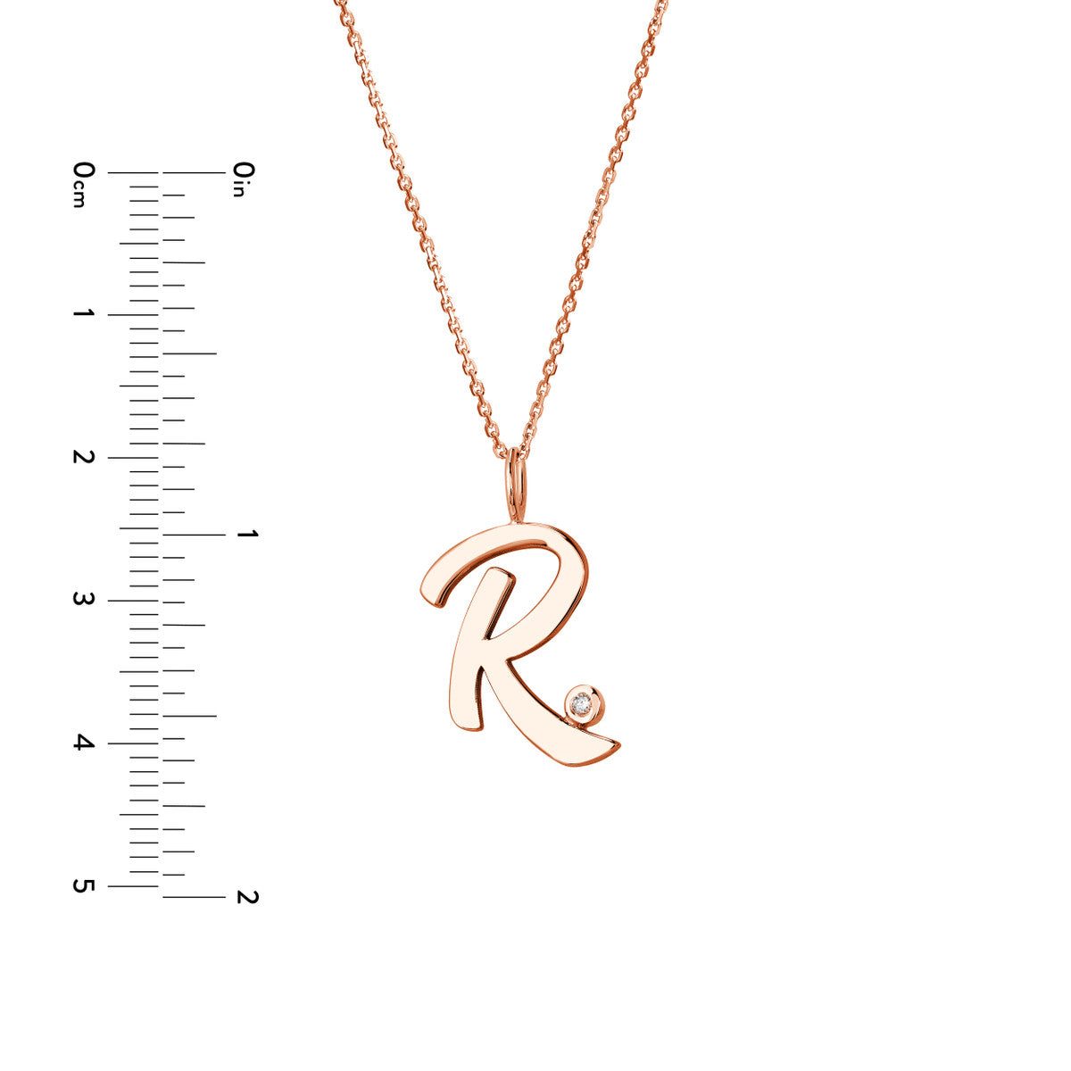 Script 'R' with Diamond Bezel Necklace 14K Gold