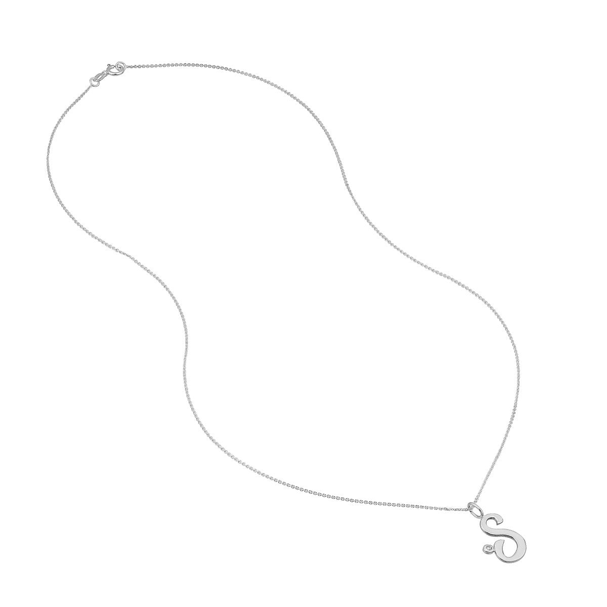 Script 'S' with Diamond Bezel Necklace 14K Gold