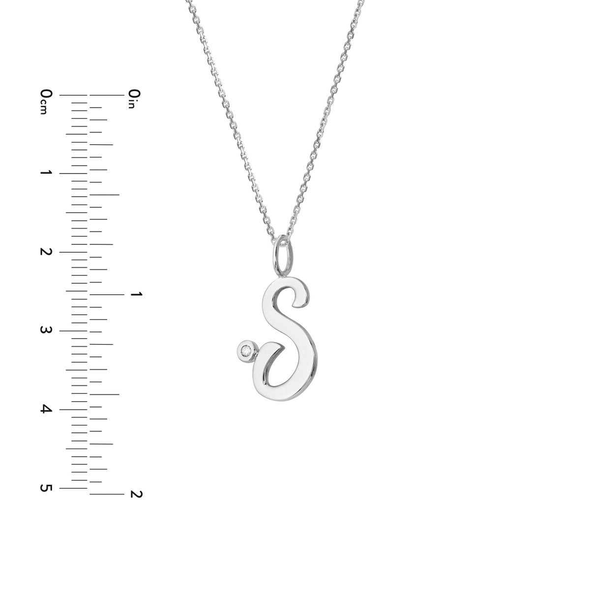 Script 'S' with Diamond Bezel Necklace 14K Gold