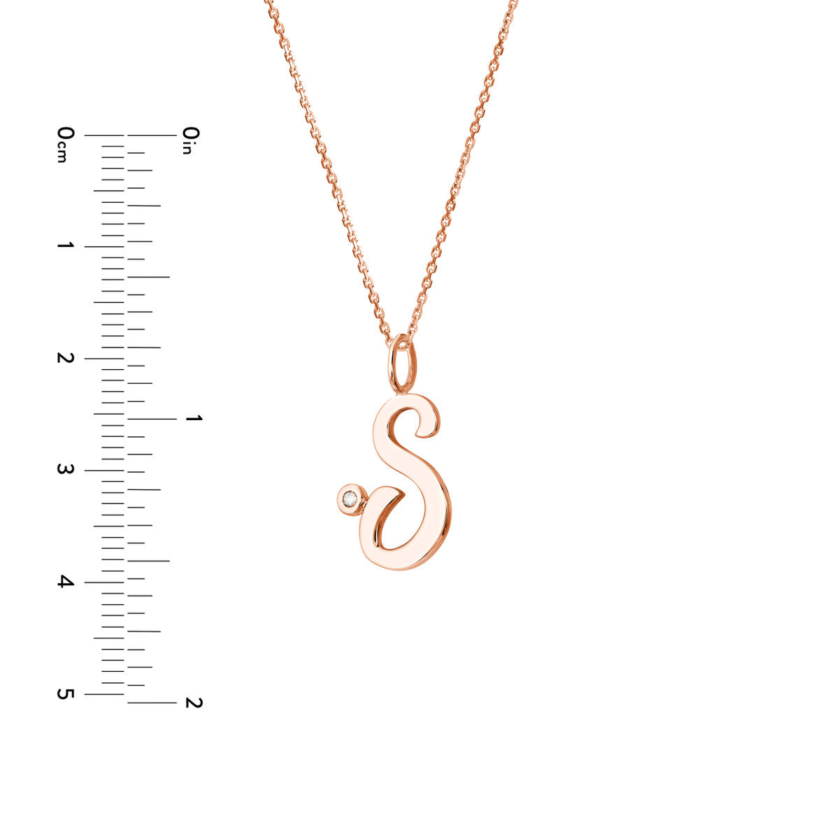 Script 'S' with Diamond Bezel Necklace 14K Gold