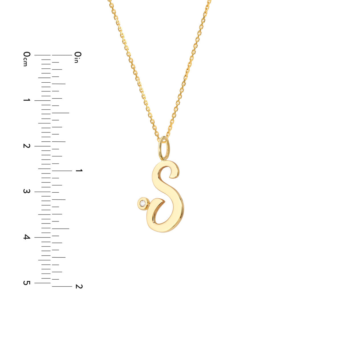 Script 'S' with Diamond Bezel Necklace 14K Gold