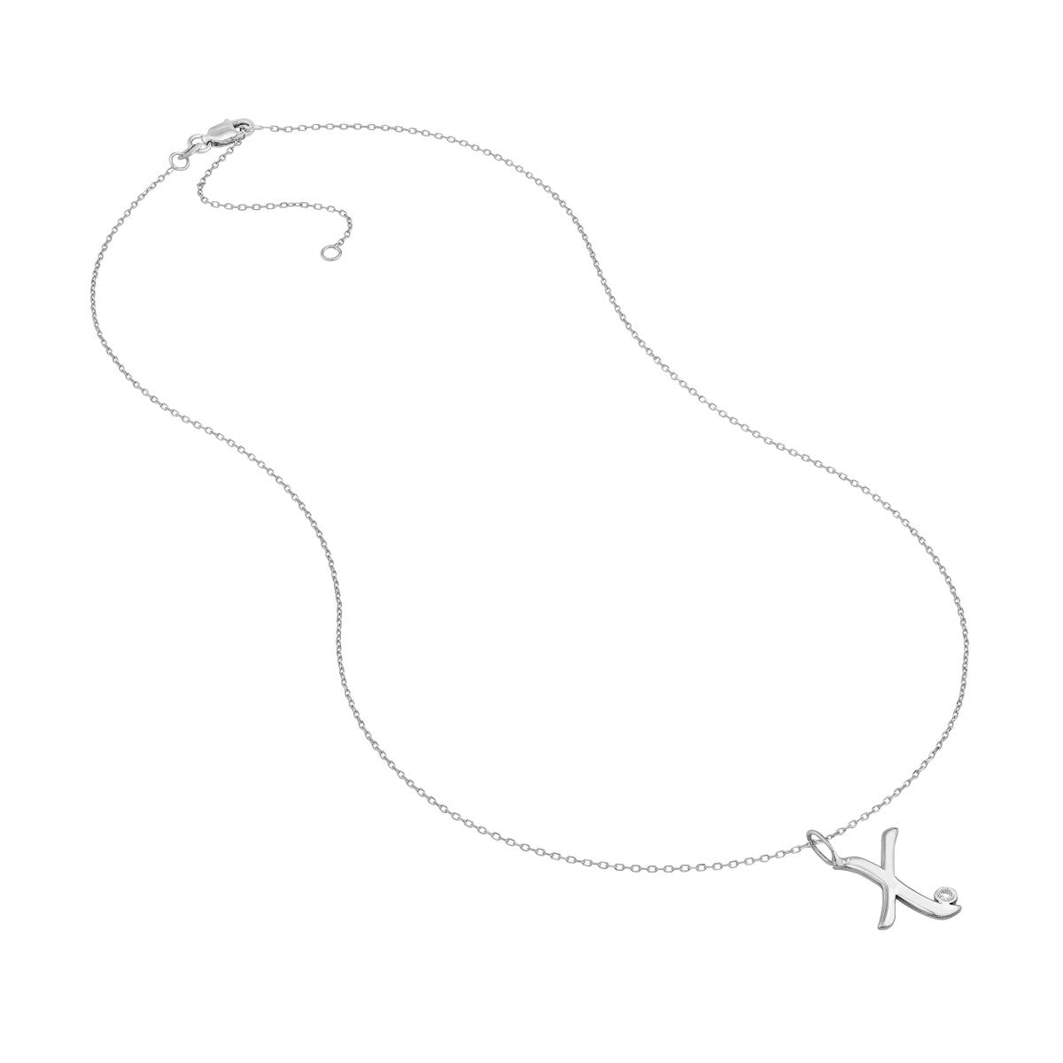 Script 'X' with Diamond Bezel Necklace 14K Gold