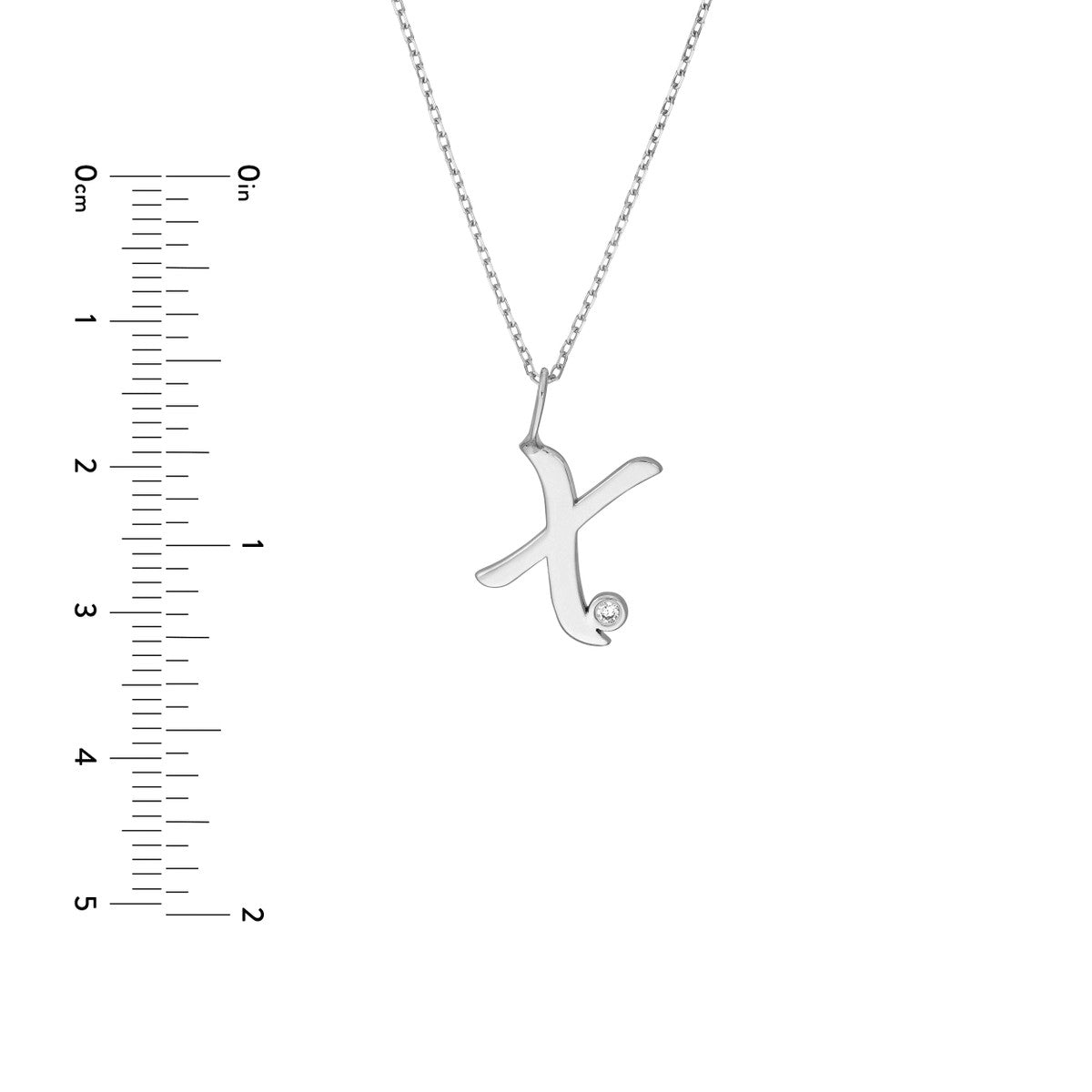 Script 'X' with Diamond Bezel Necklace 14K Gold