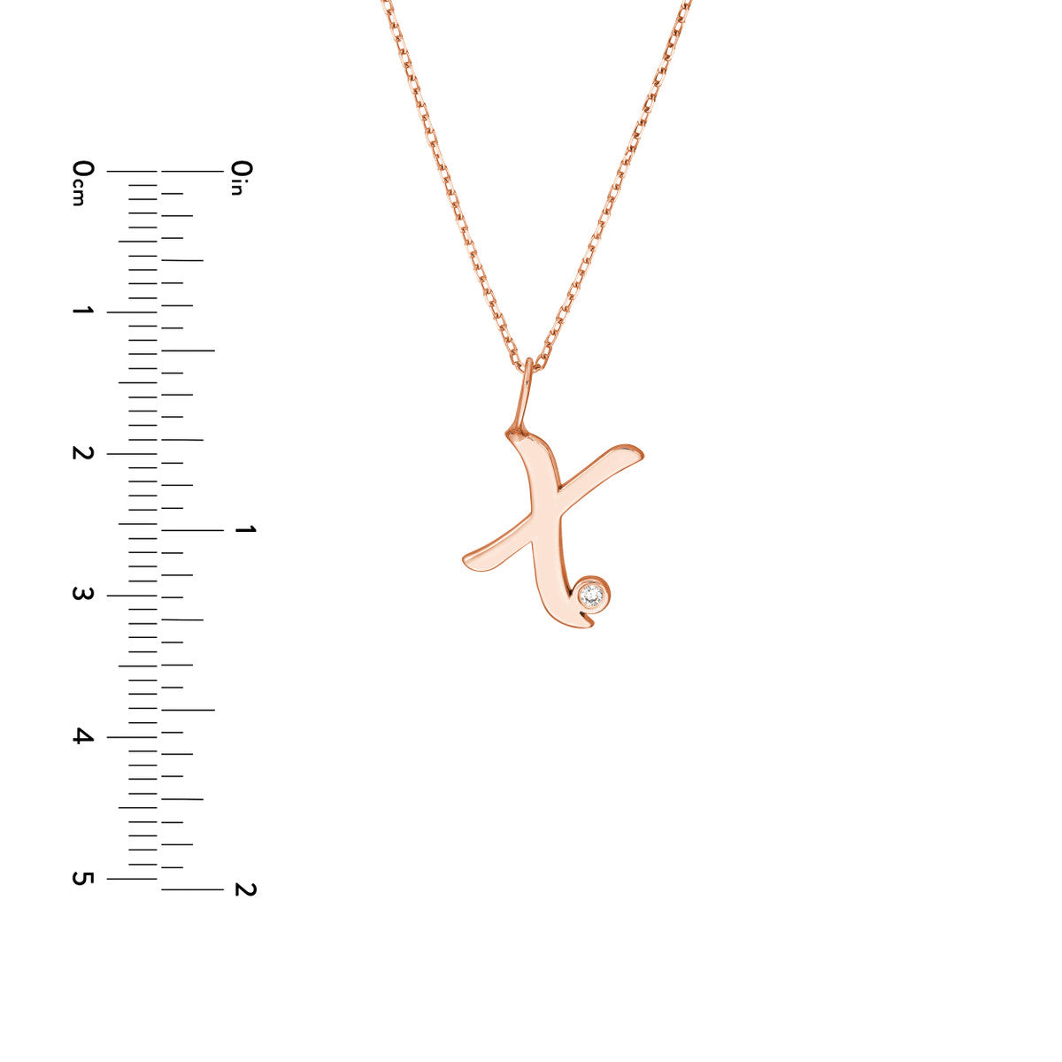 Script 'X' with Diamond Bezel Necklace 14K Gold