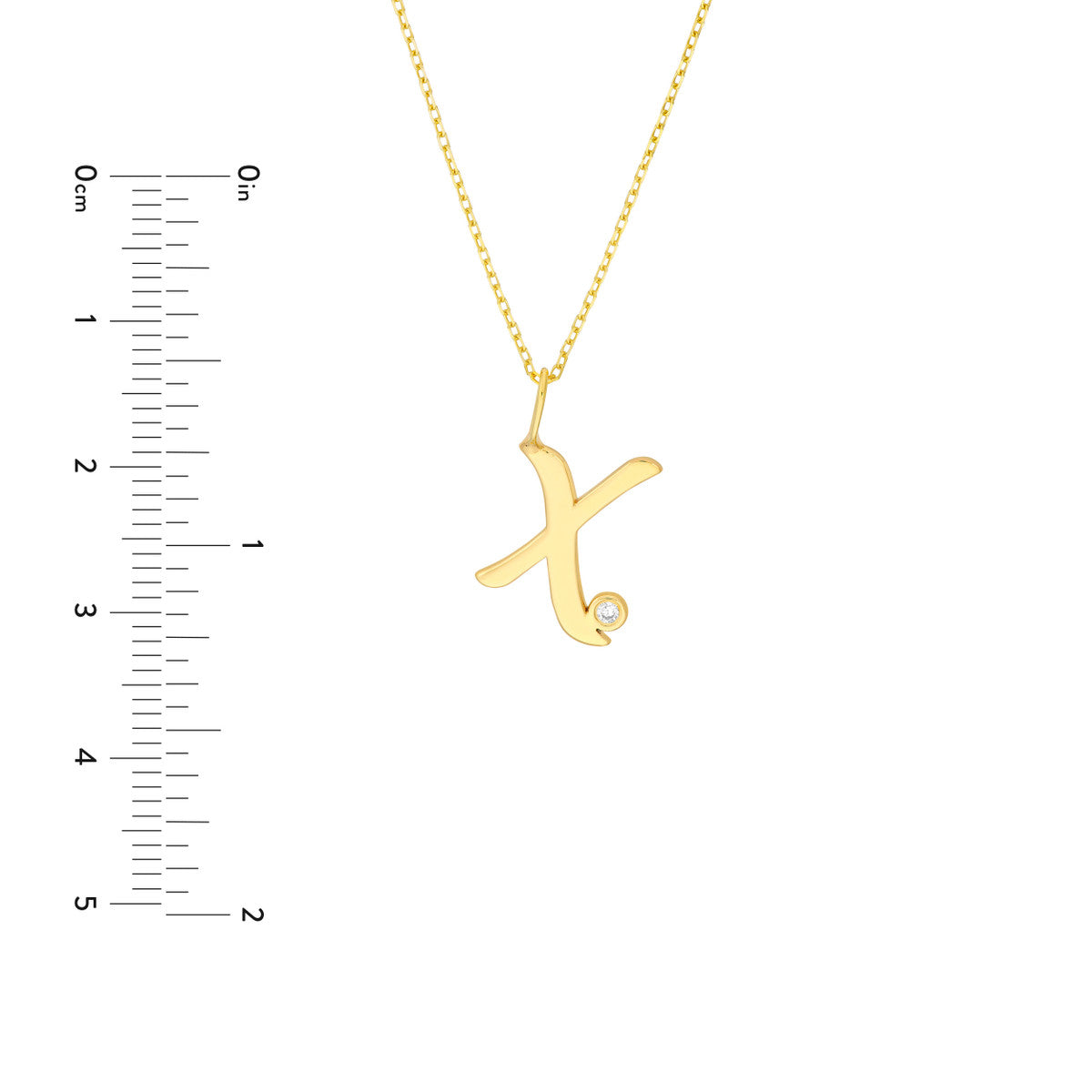 Script 'X' with Diamond Bezel Necklace 14K Gold
