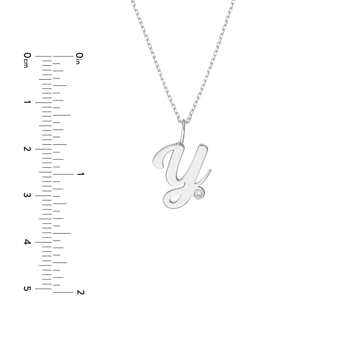 Script 'Y' with Diamond Bezel Necklace 14K Gold