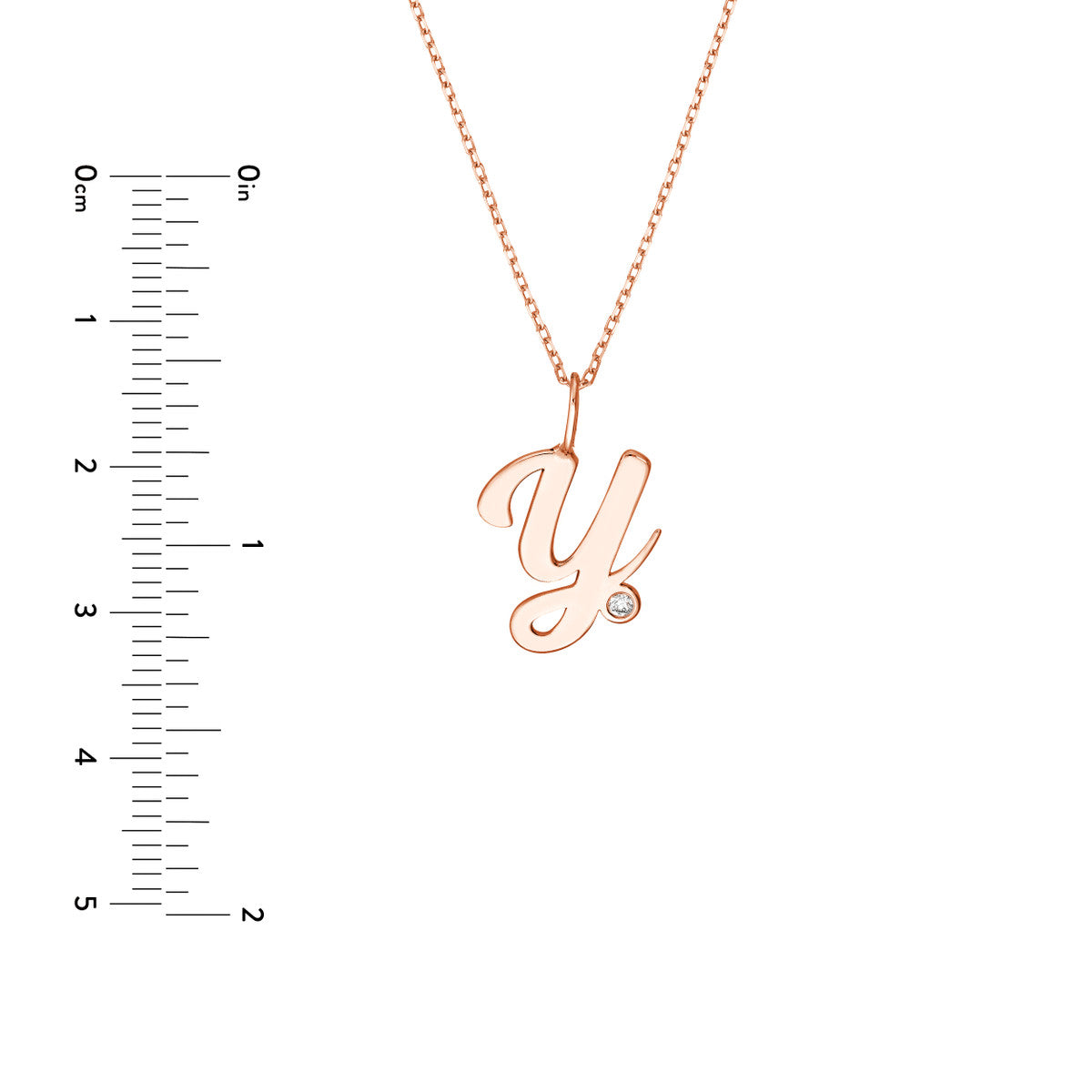 Script 'Y' with Diamond Bezel Necklace 14K Gold