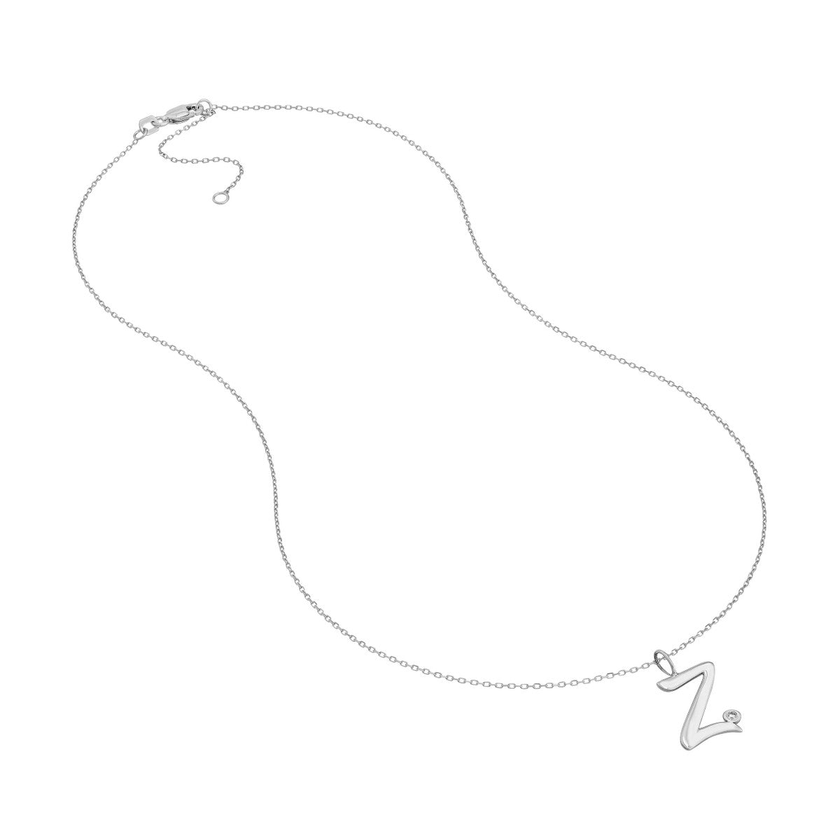 Script 'Z' with Diamond Bezel Necklace 14K Gold