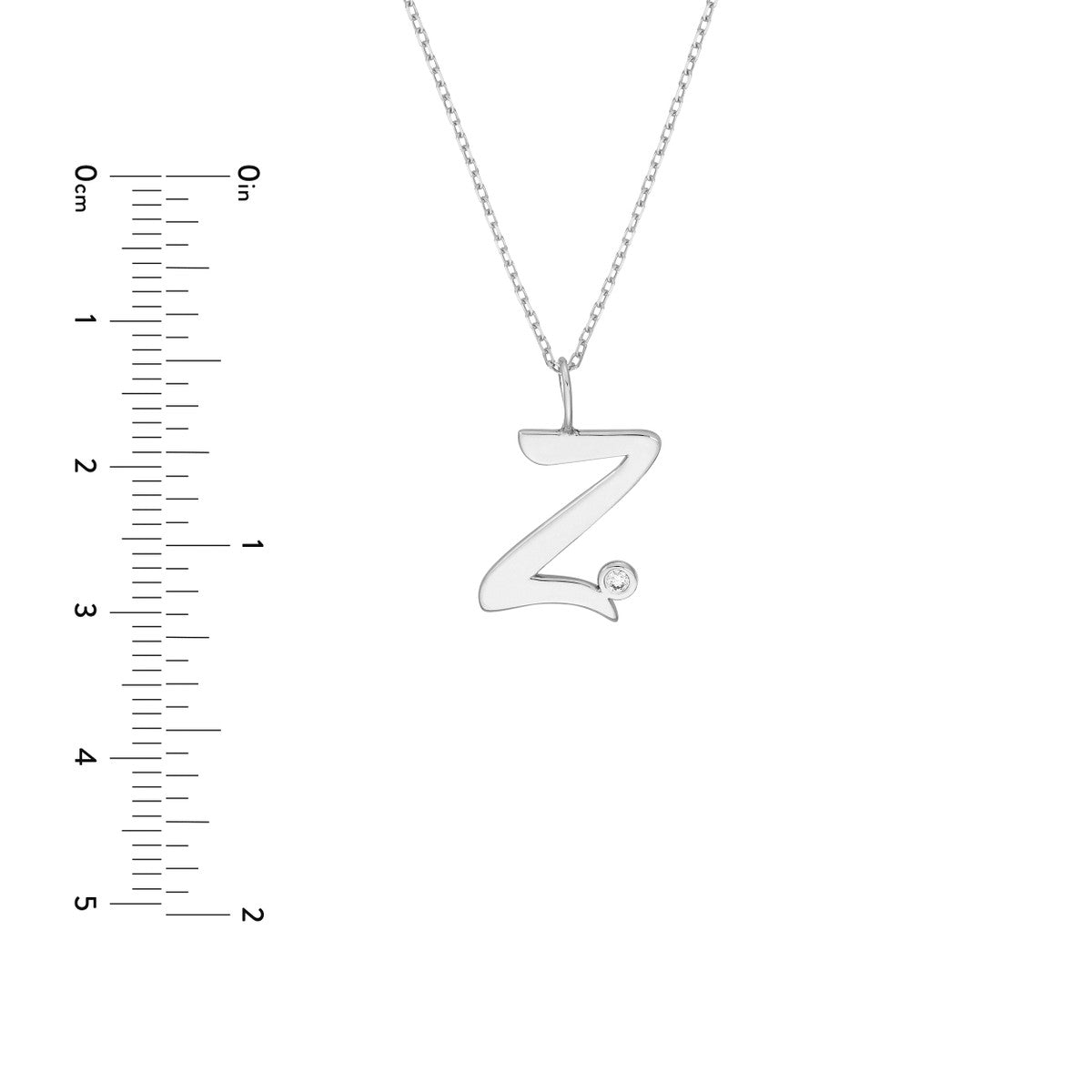 Script 'Z' with Diamond Bezel Necklace 14K Gold