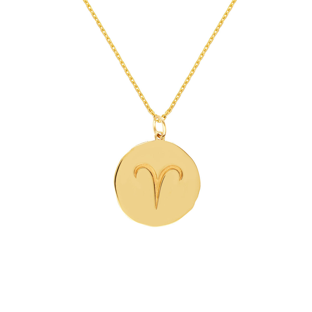 Aries Organic Disc Pendant Necklace 14K Yellow Gold