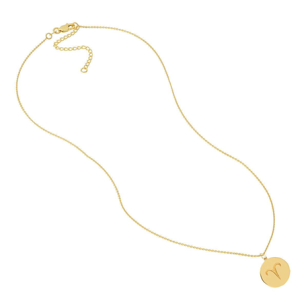 Aries Organic Disc Pendant Necklace 14K Yellow Gold