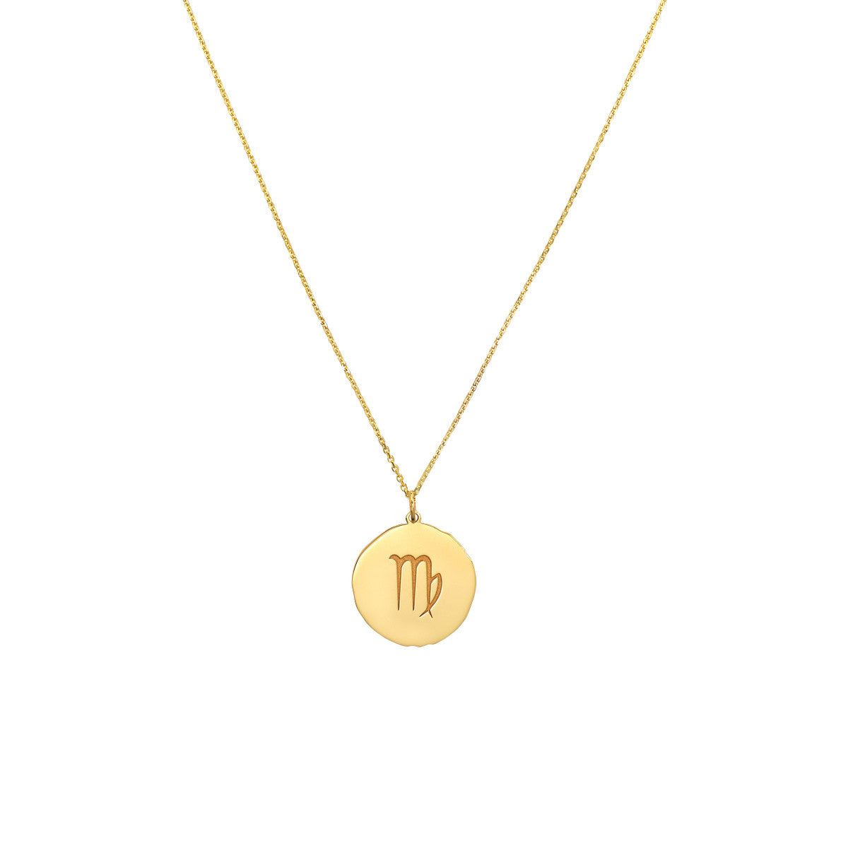 Virgo Organic Disc Pendant Necklace 14K Yellow Gold