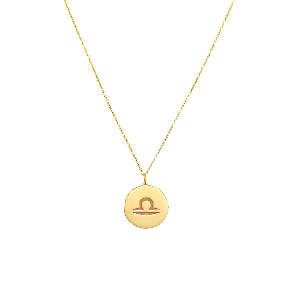 Libra Organic Disc Pendant Necklace 14K Yellow Gold
