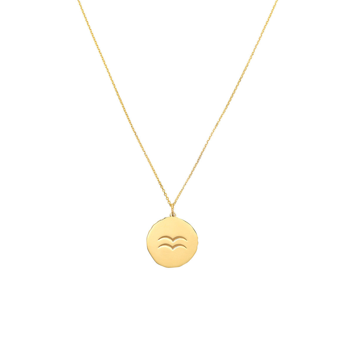 Aquarius Organic Disc Pendant Necklace 14K Yellow Gold