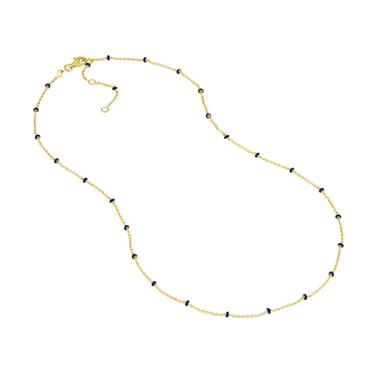 Enamel Bead Saturn Chain Necklace 14K Yellow Gold