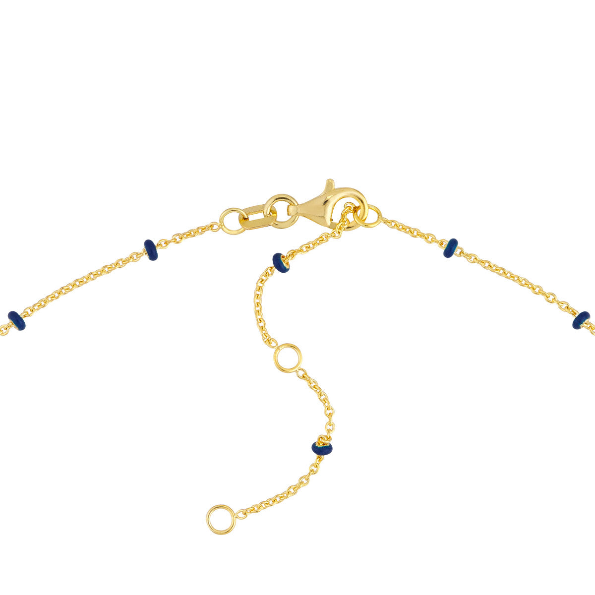 Enamel Bead Saturn Chain Necklace 14K Yellow Gold