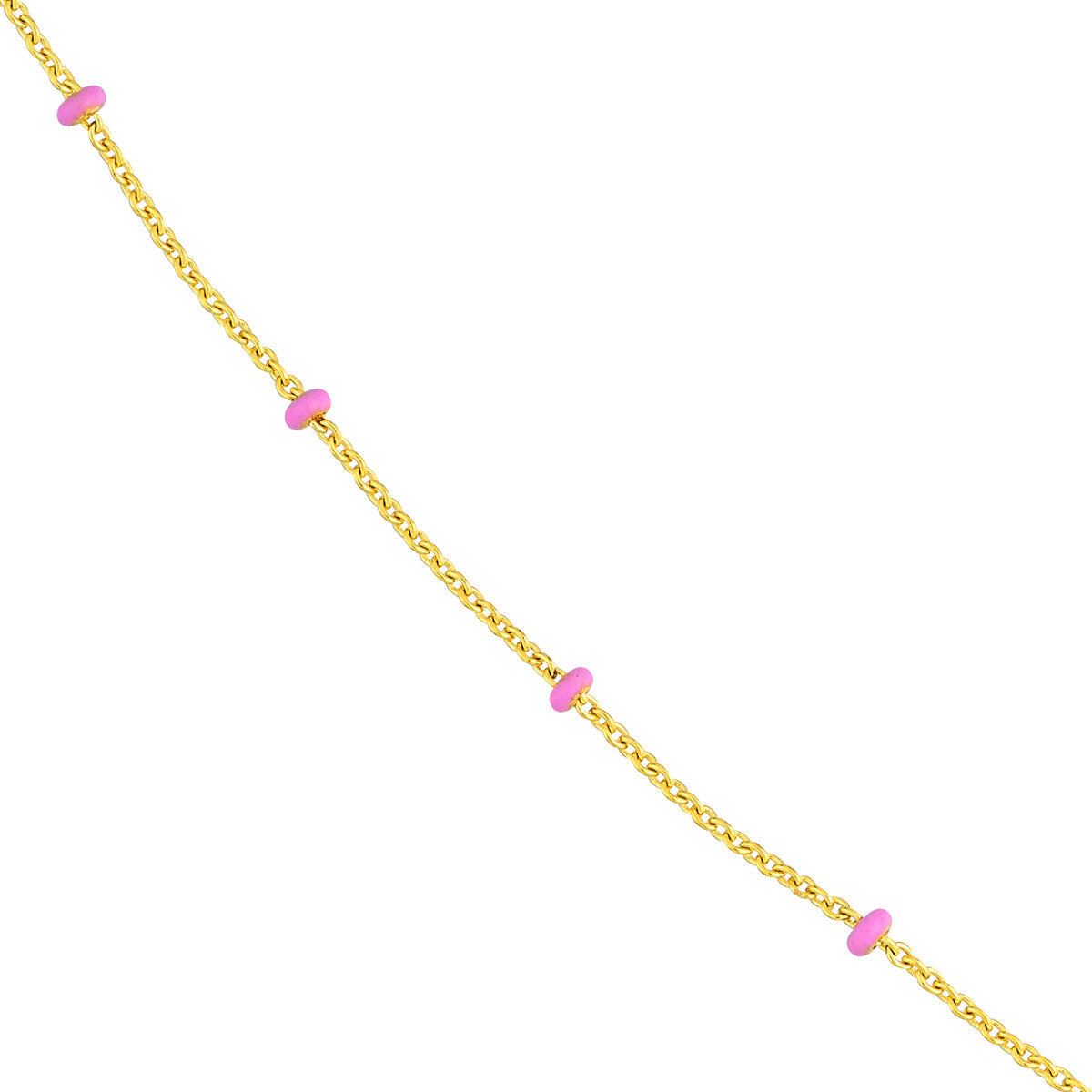 Enamel Bead Saturn Chain Necklace 14K Yellow Gold