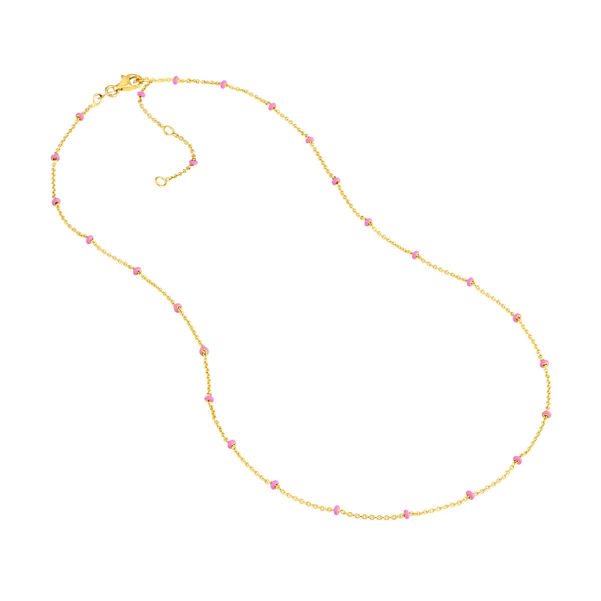 Enamel Bead Saturn Chain Necklace 14K Yellow Gold
