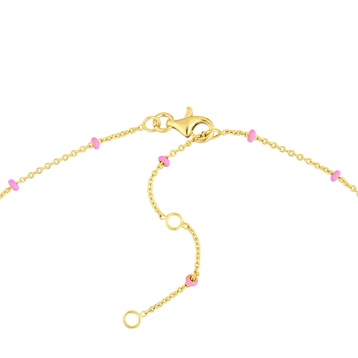 Enamel Bead Saturn Chain Necklace 14K Yellow Gold