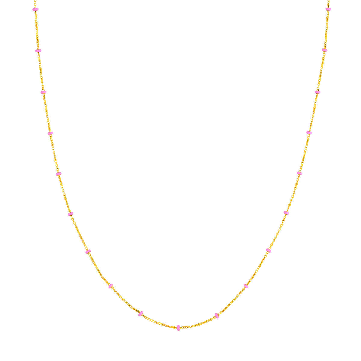 Enamel Bead Saturn Chain Necklace 14K Yellow Gold