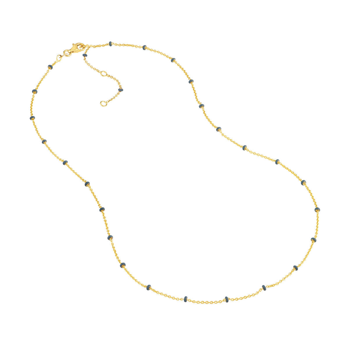 Enamel Bead Saturn Chain Necklace 14K Yellow Gold