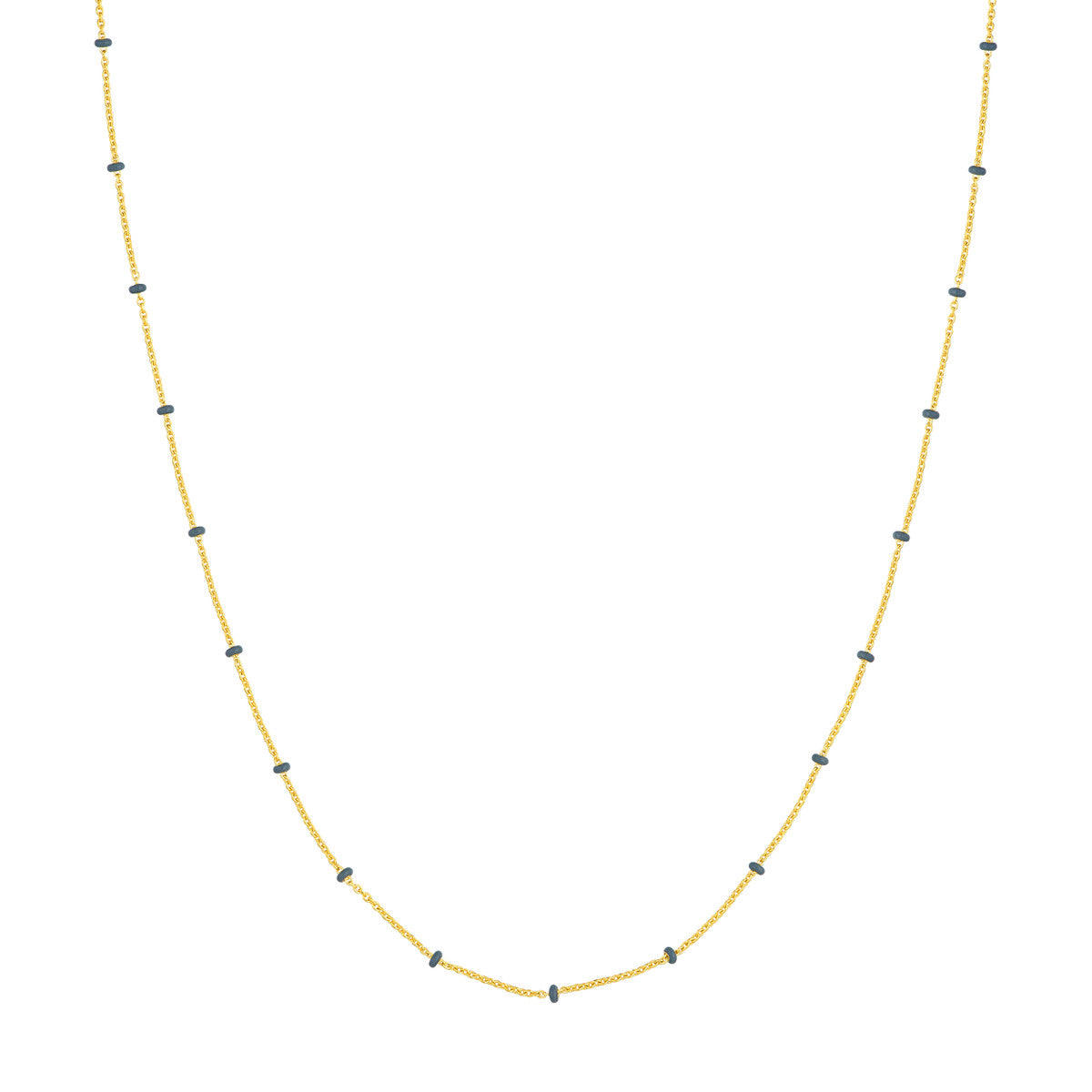 Enamel Bead Saturn Chain Necklace 14K Yellow Gold