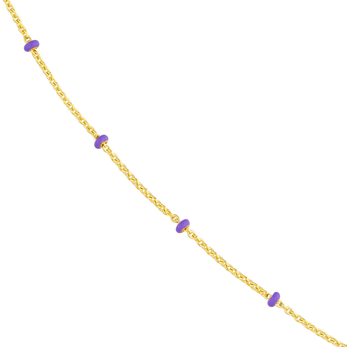 Enamel Bead Saturn Chain Necklace 14K Yellow Gold