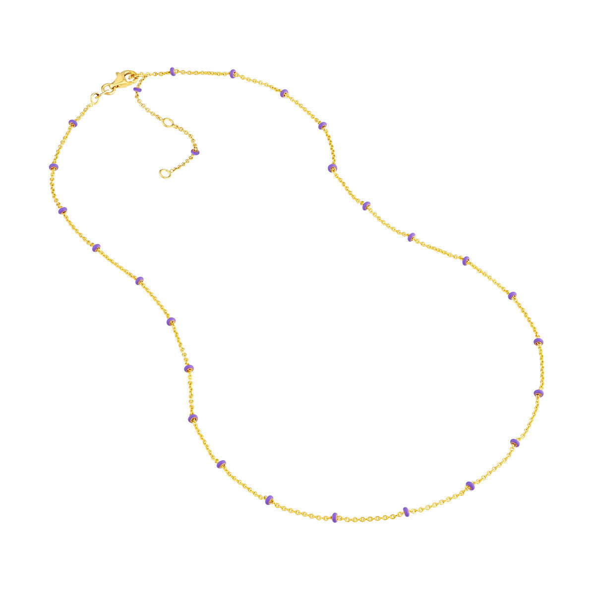 Enamel Bead Saturn Chain Necklace 14K Yellow Gold