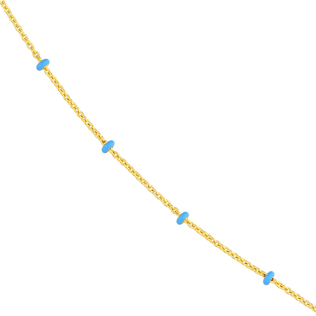 Enamel Bead Saturn Chain Necklace 14K Yellow Gold