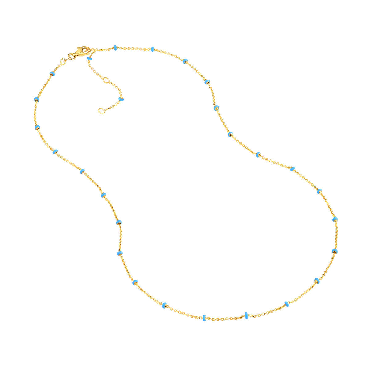 Enamel Bead Saturn Chain Necklace 14K Yellow Gold