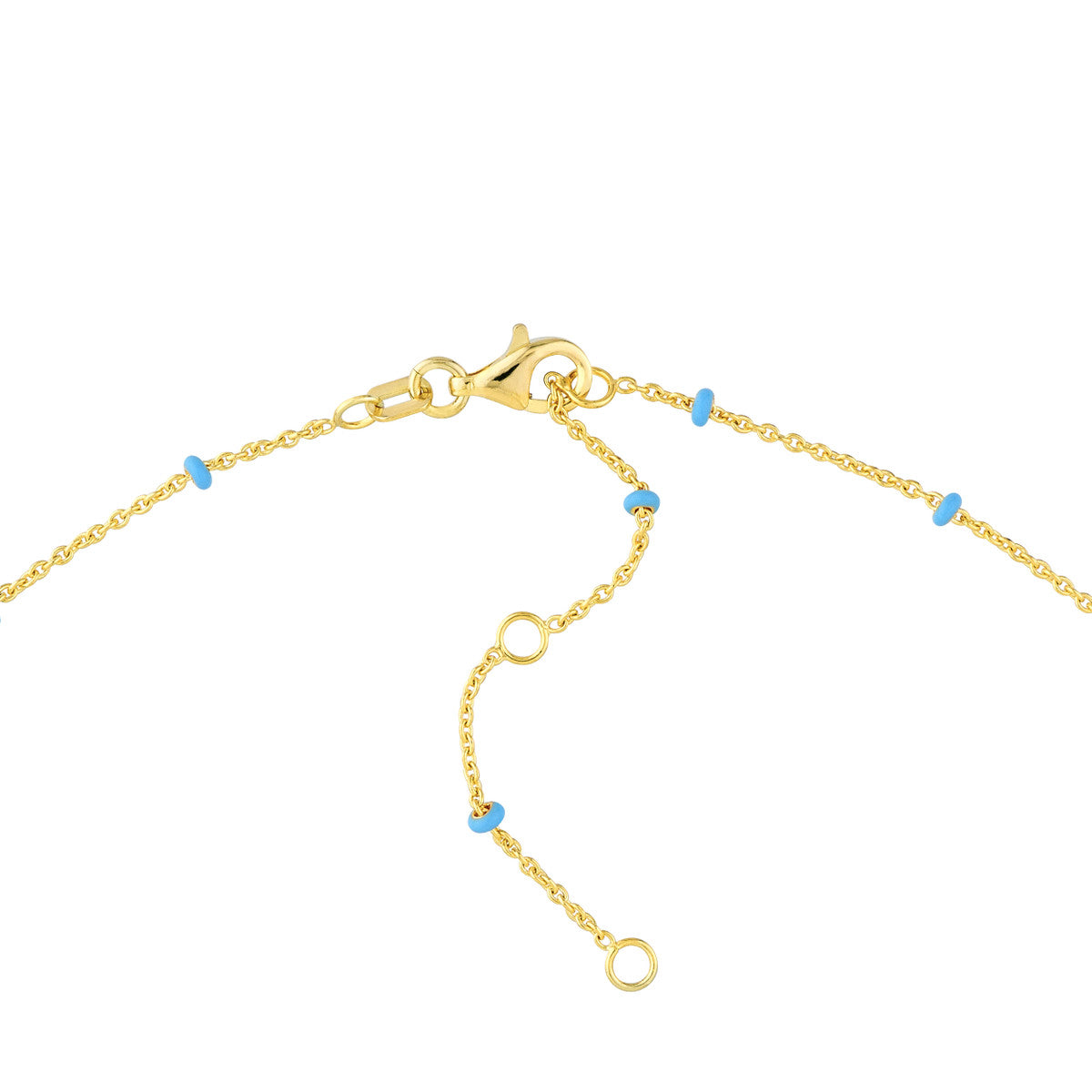 Enamel Bead Saturn Chain Necklace 14K Yellow Gold