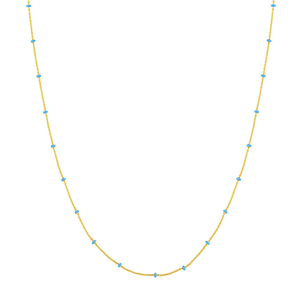 Enamel Bead Saturn Chain Necklace 14K Yellow Gold