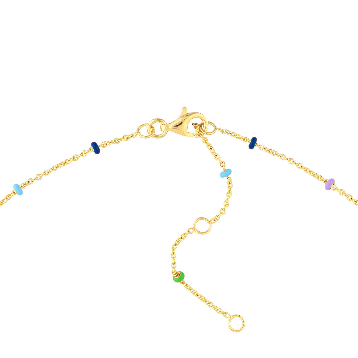 Enamel Bead Saturn Chain Necklace 14K Yellow Gold