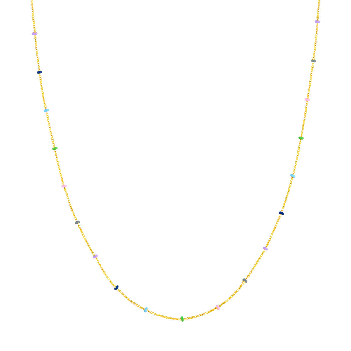 Enamel Bead Saturn Chain Necklace 14K Yellow Gold