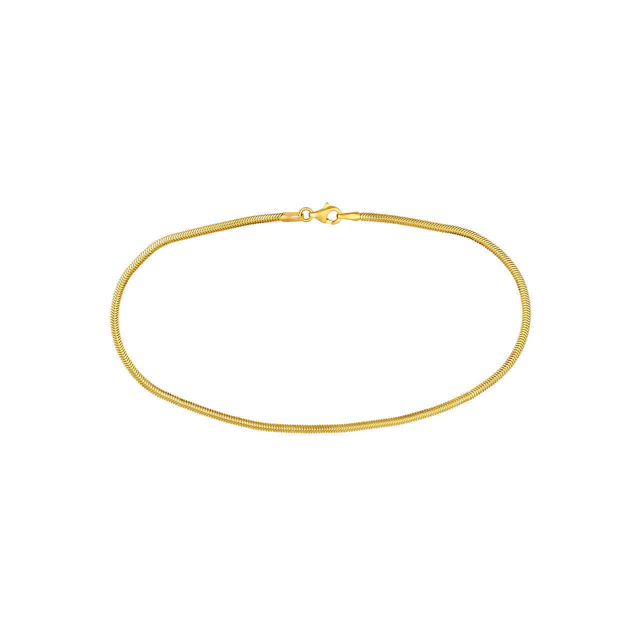 Hollow D/C Snake Anklet in 14K Yellow Gold