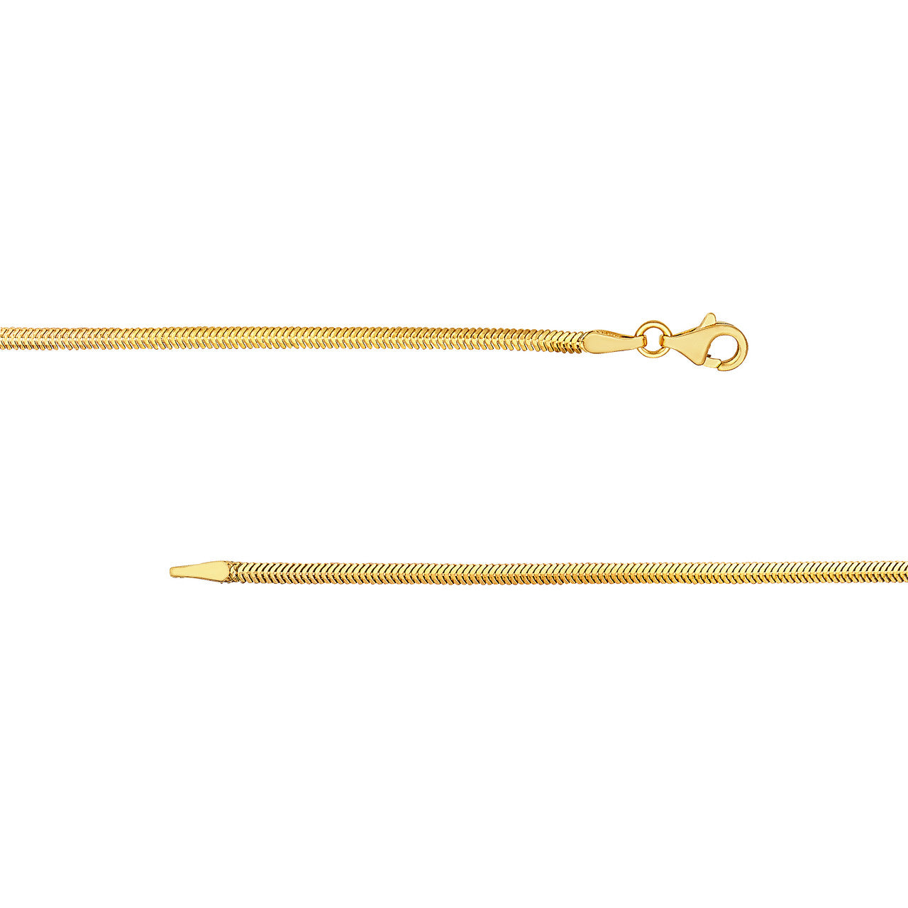 Hollow D/C Snake Anklet in 14K Yellow Gold