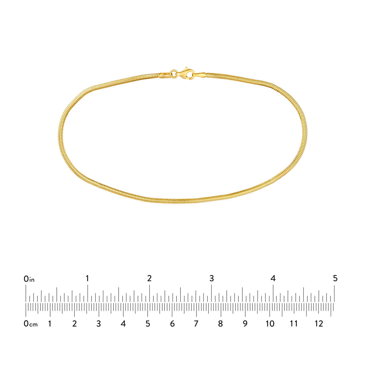 Hollow D/C Snake Anklet in 14K Yellow Gold