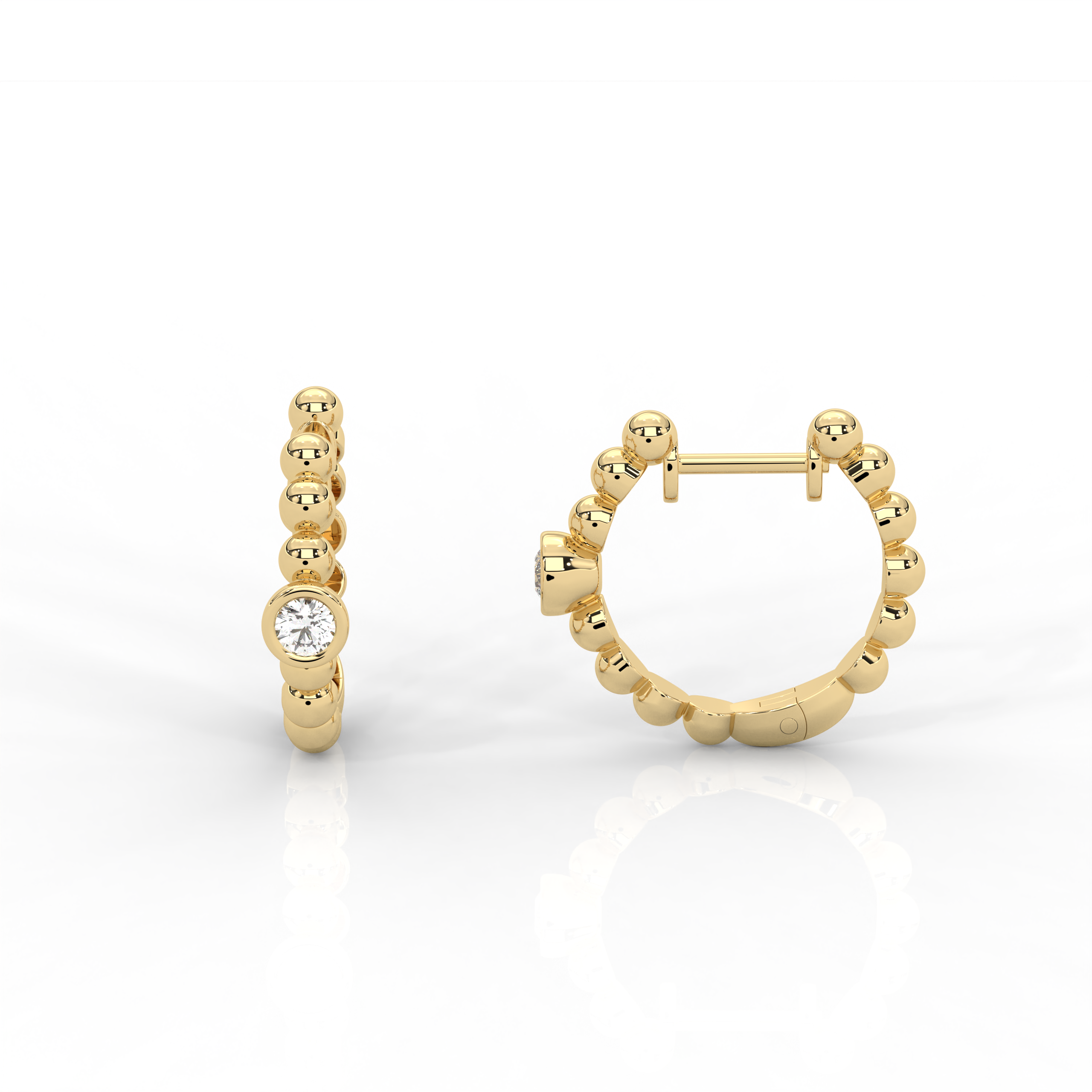 The Nella Round Brilliant Cut Diamond Huggies Earrings