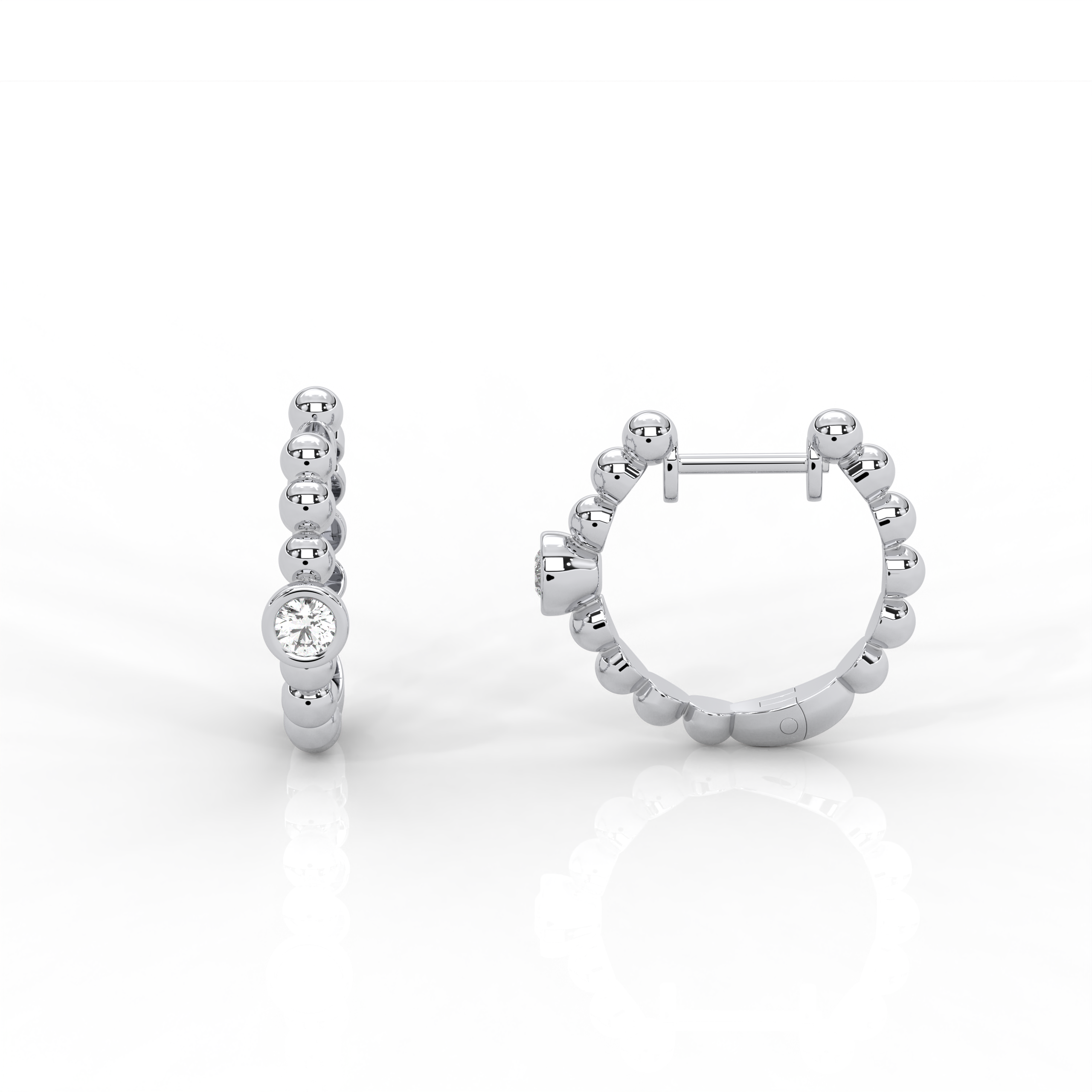 The Nella Round Brilliant Cut Diamond Huggies Earrings