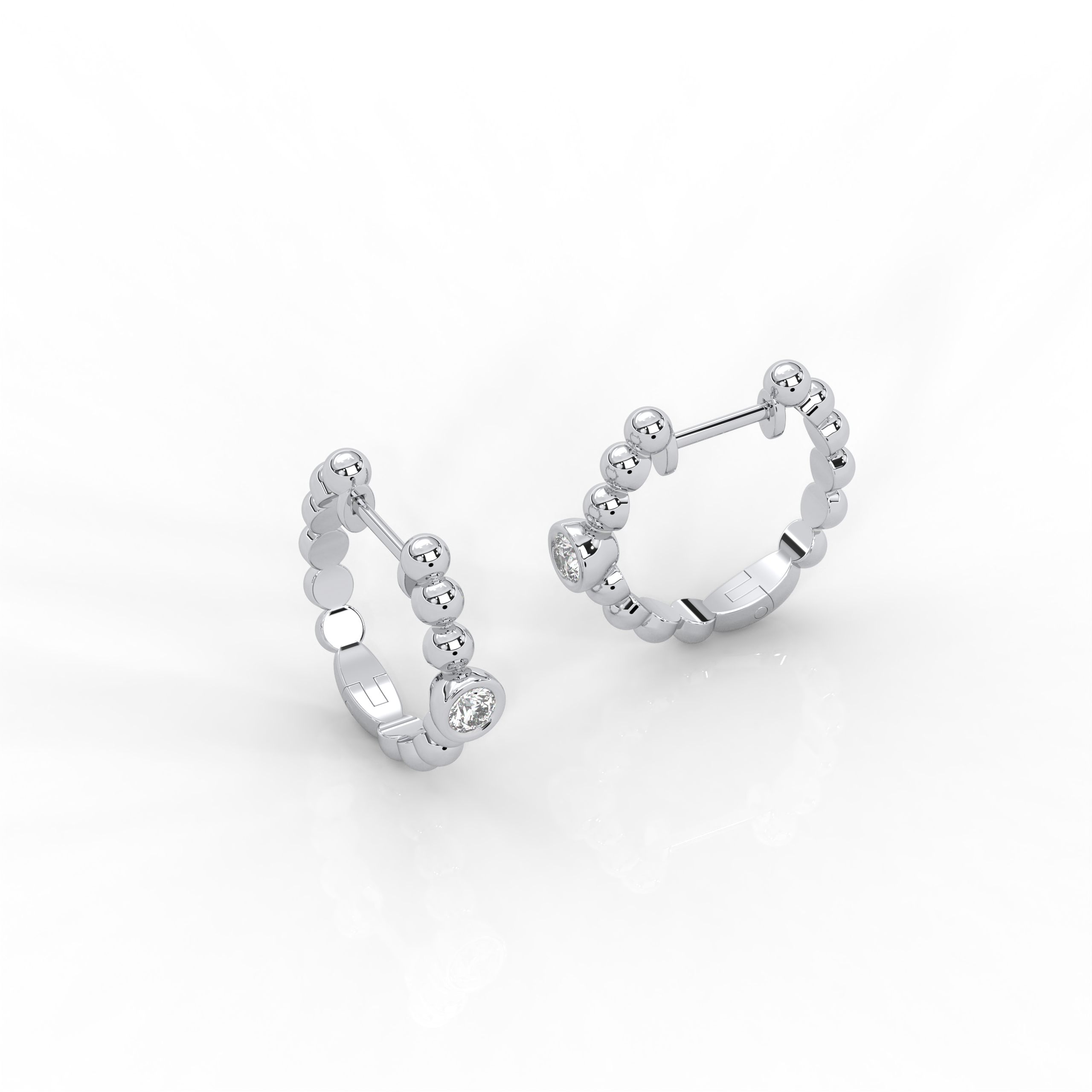 The Nella Round Brilliant Cut Diamond Huggies Earrings