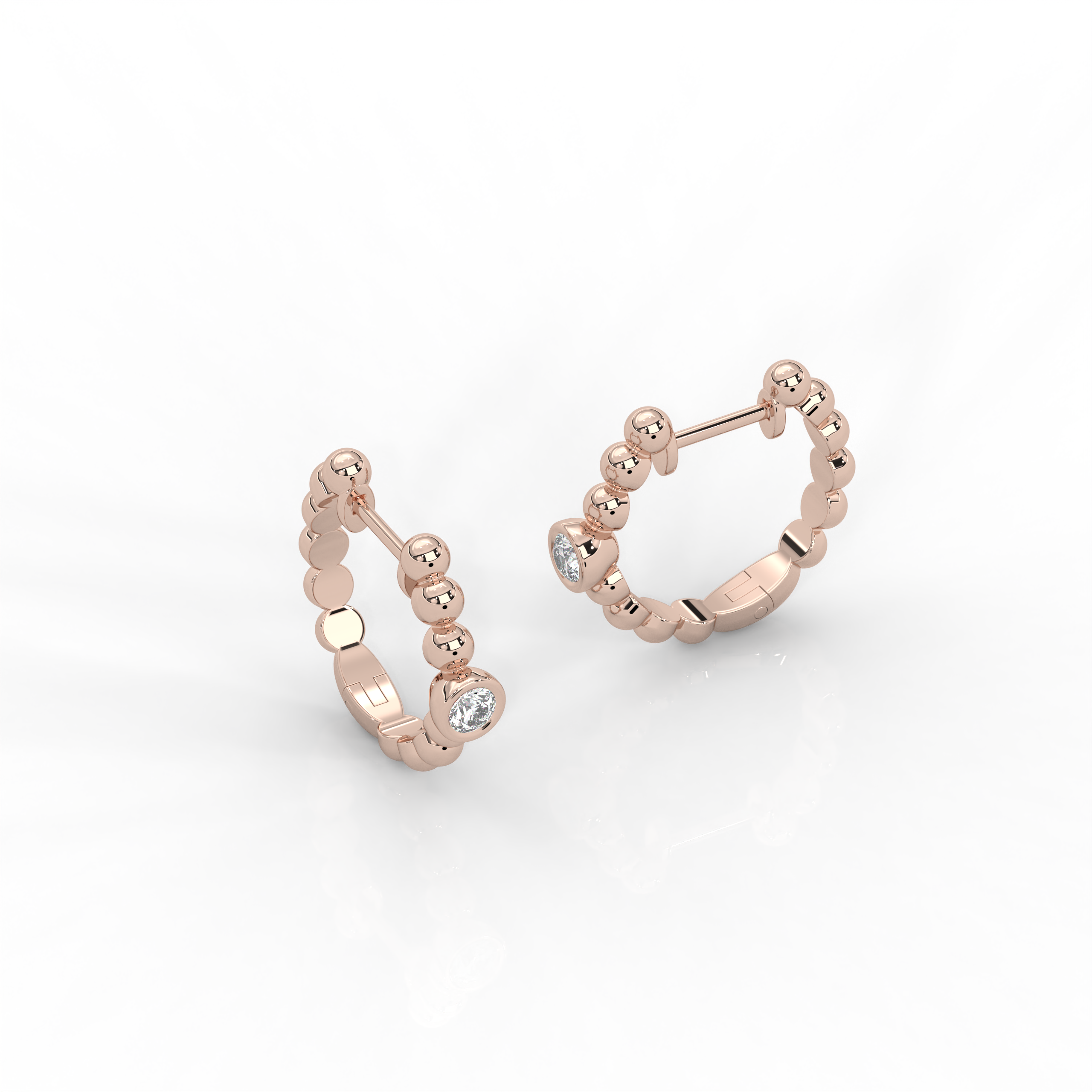 The Nella Round Brilliant Cut Diamond Huggies Earrings