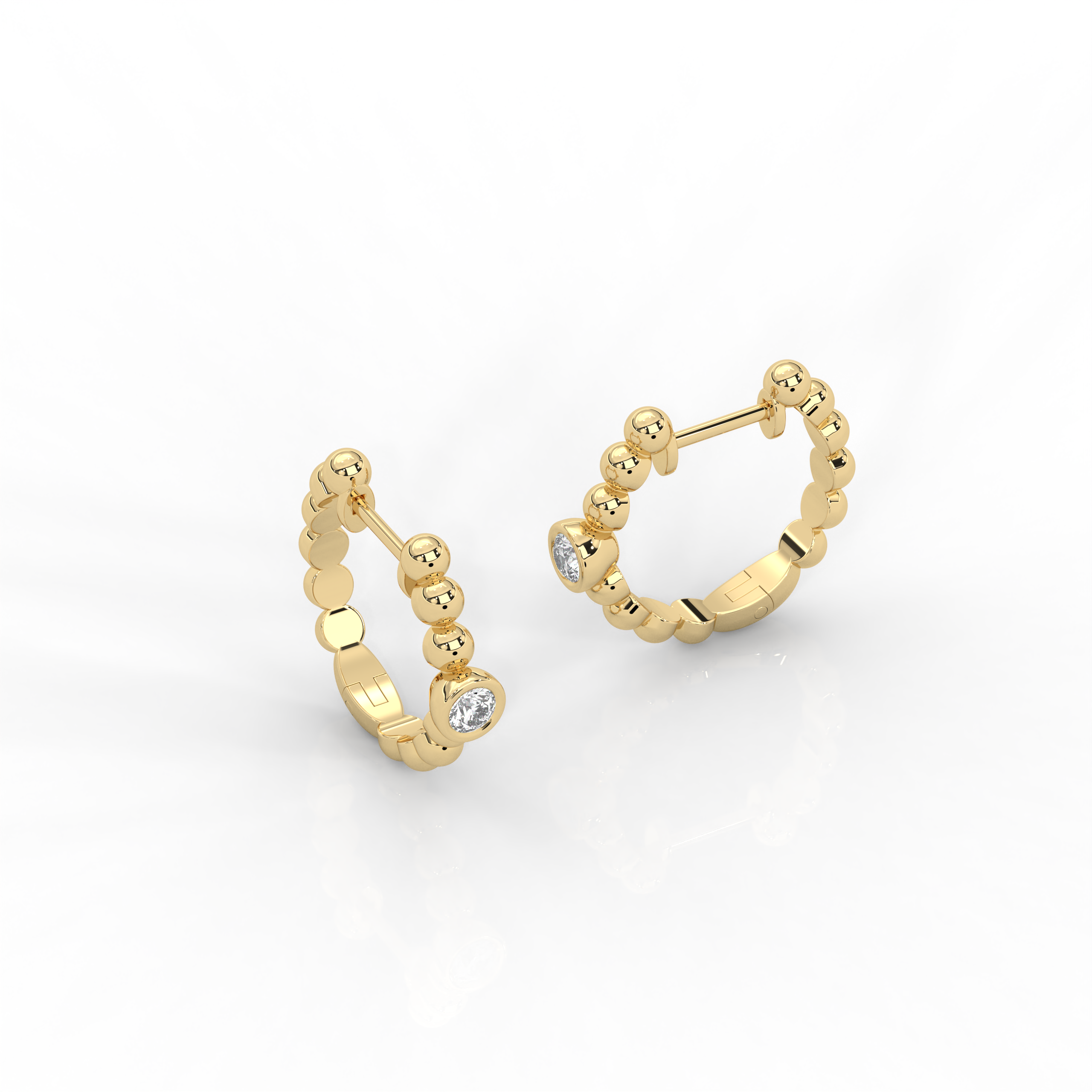 The Nella Round Brilliant Cut Diamond Huggies Earrings