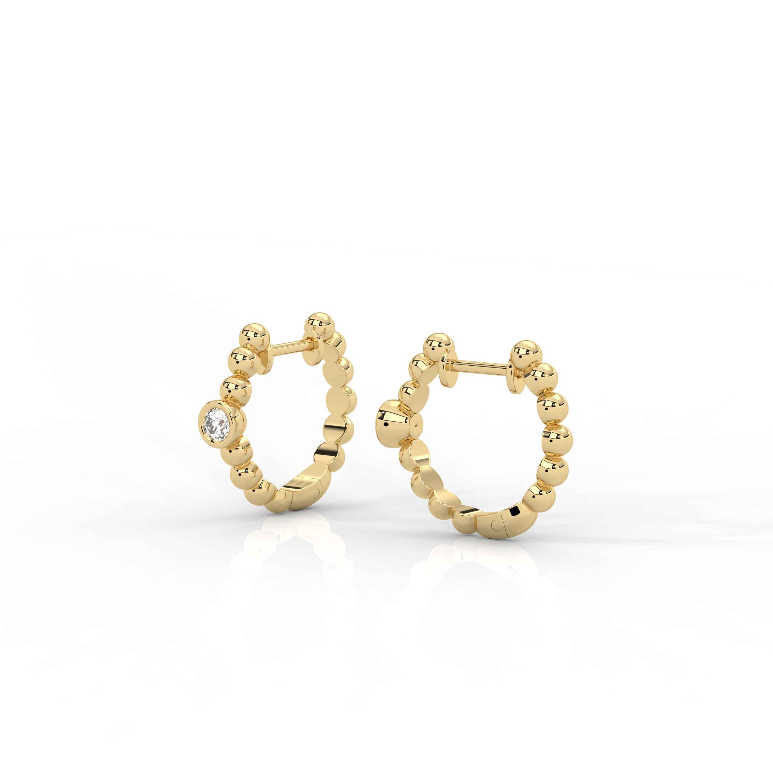 The Nella Round Brilliant Cut Diamond Huggies Earrings