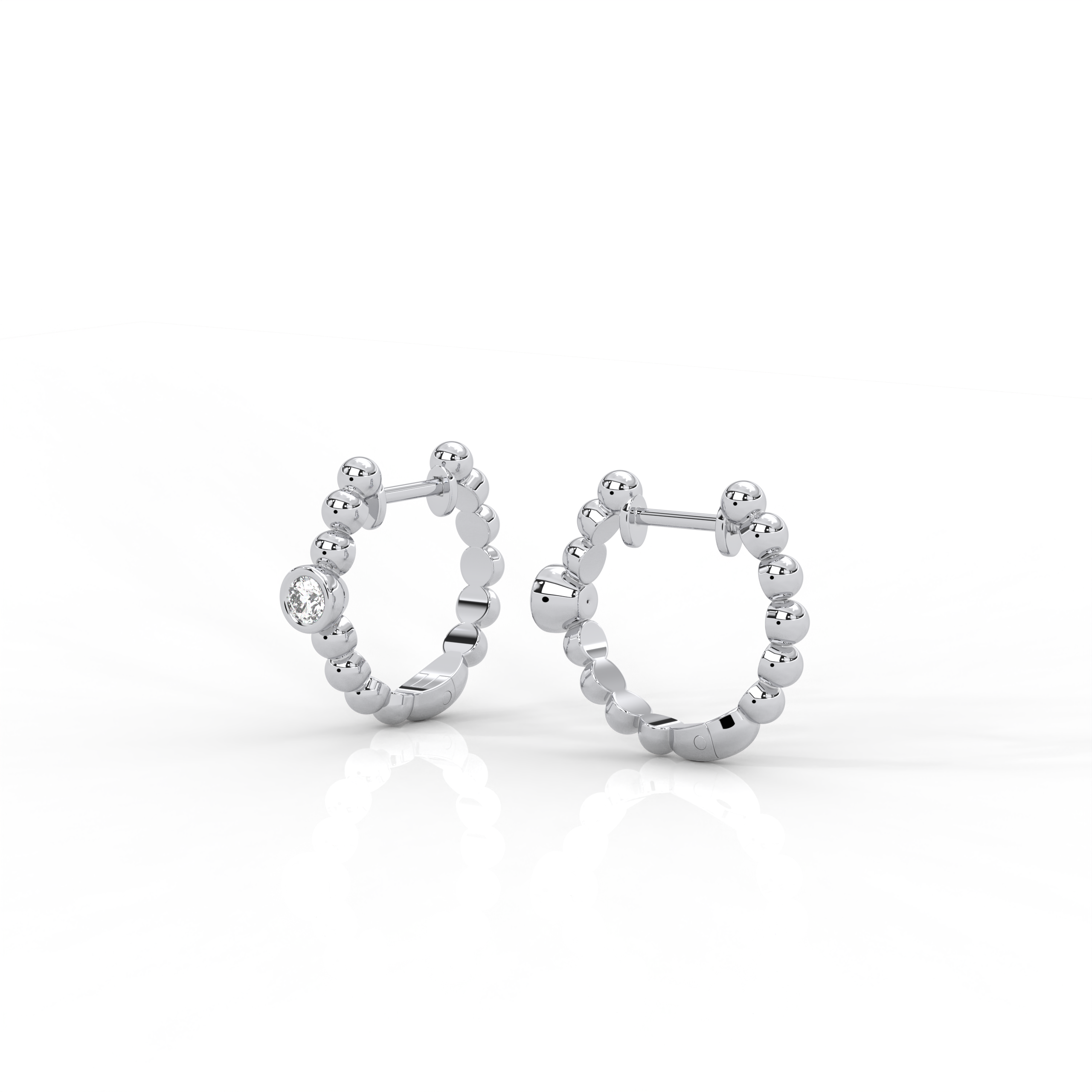 The Nella Round Brilliant Cut Diamond Huggies Earrings