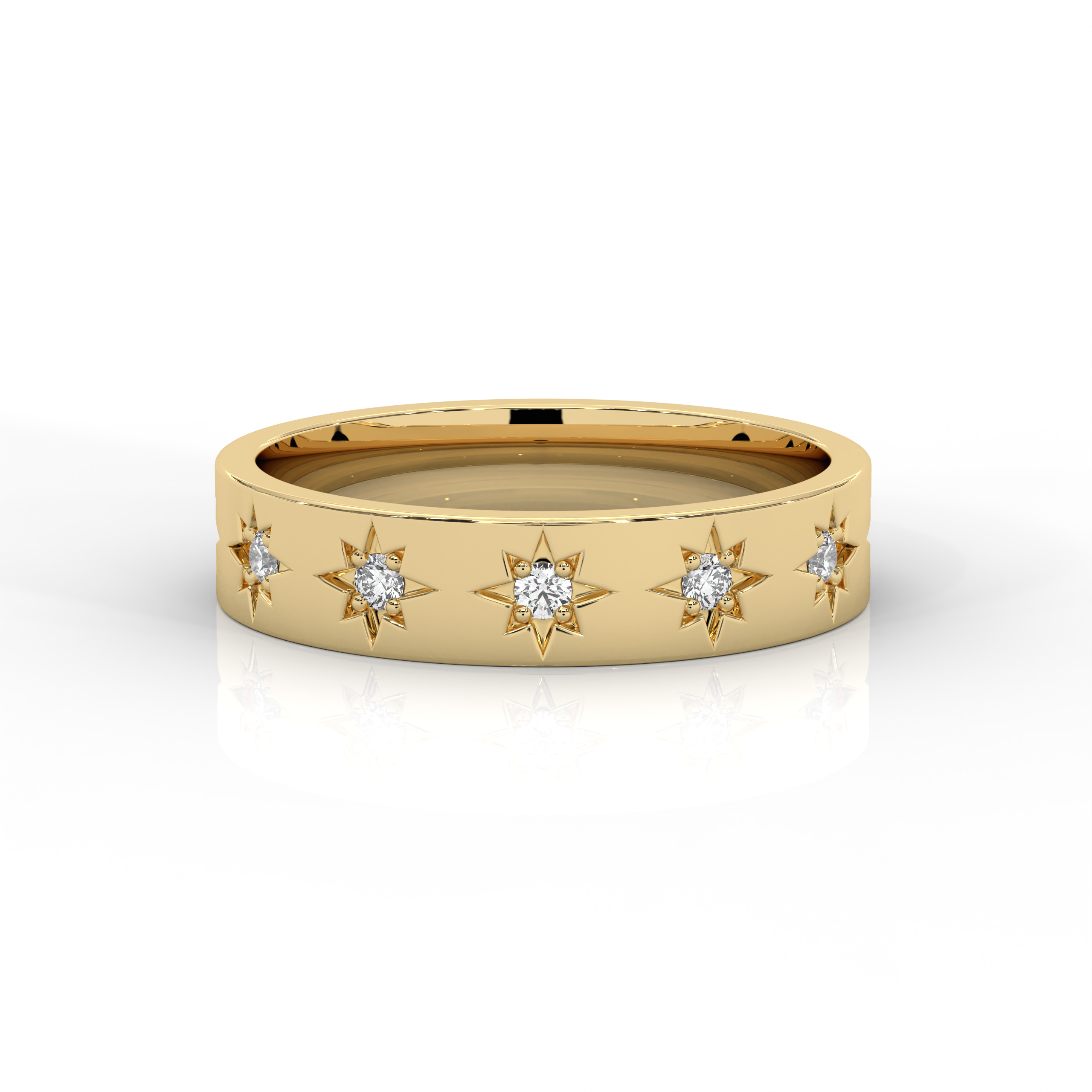 The Cecilia Round Brilliant Cut Star Design Natural Diamond Ring