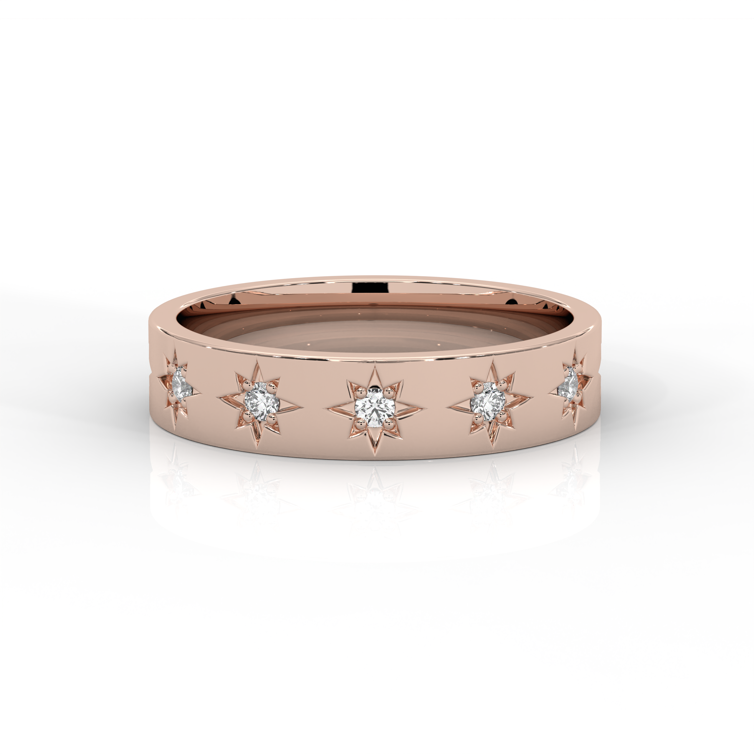 The Cecilia Round Brilliant Cut Star Design Natural Diamond Ring