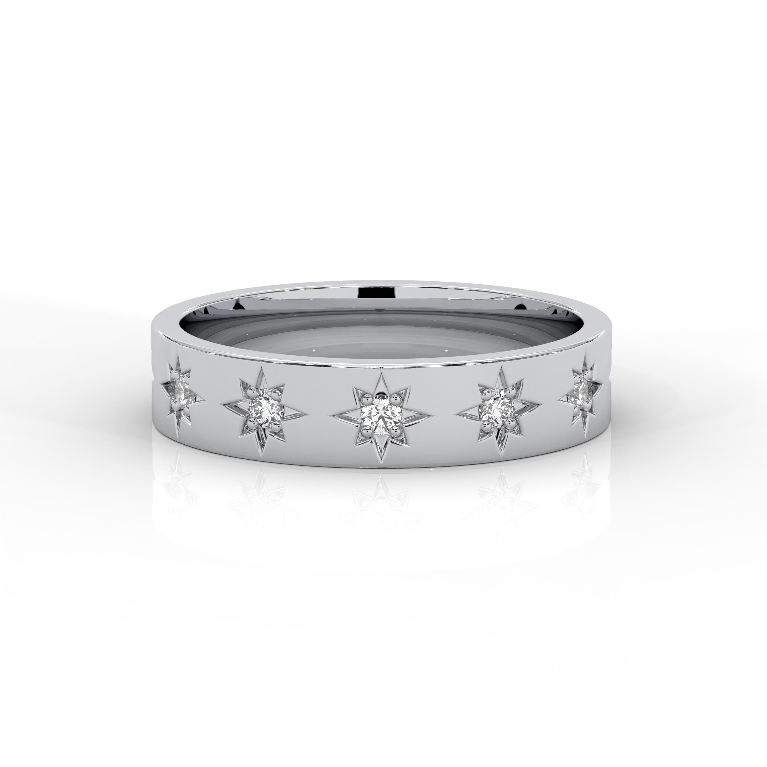 The Cecilia Round Brilliant Cut Star Design Natural Diamond Ring