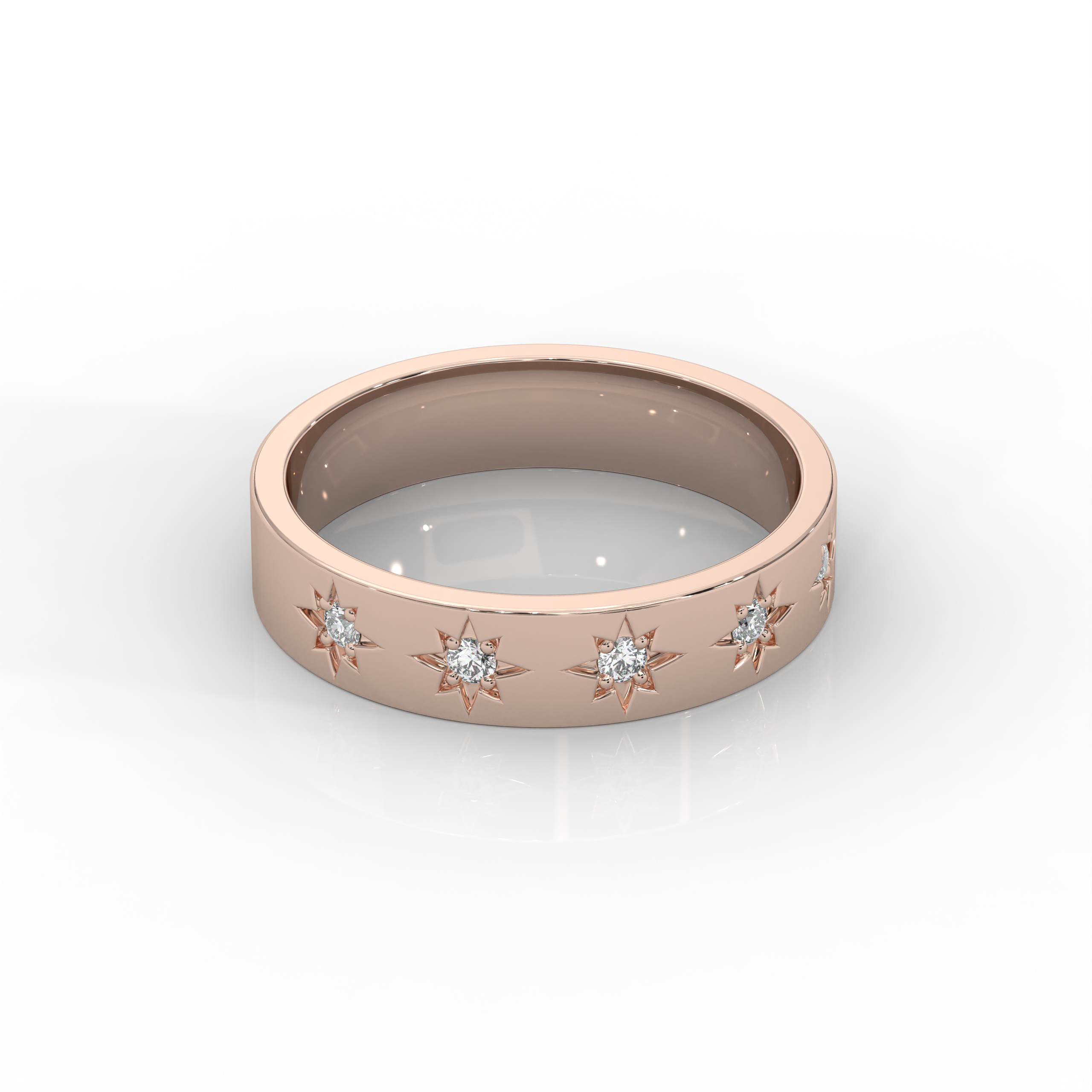 The Cecilia Round Brilliant Cut Star Design Natural Diamond Ring